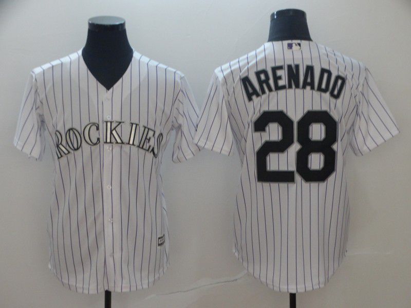 Men Colorado Rockies 28 Arenado White Game MLB Jersey